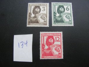 Germany 1937 MNH  SC 481-483 SET XF 15 EUROS (134)