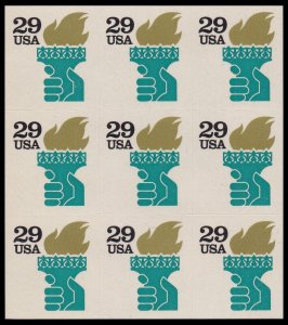 US 2531Ad Liberty Torch 29c ATM block 9 overall tagging MNH 1992