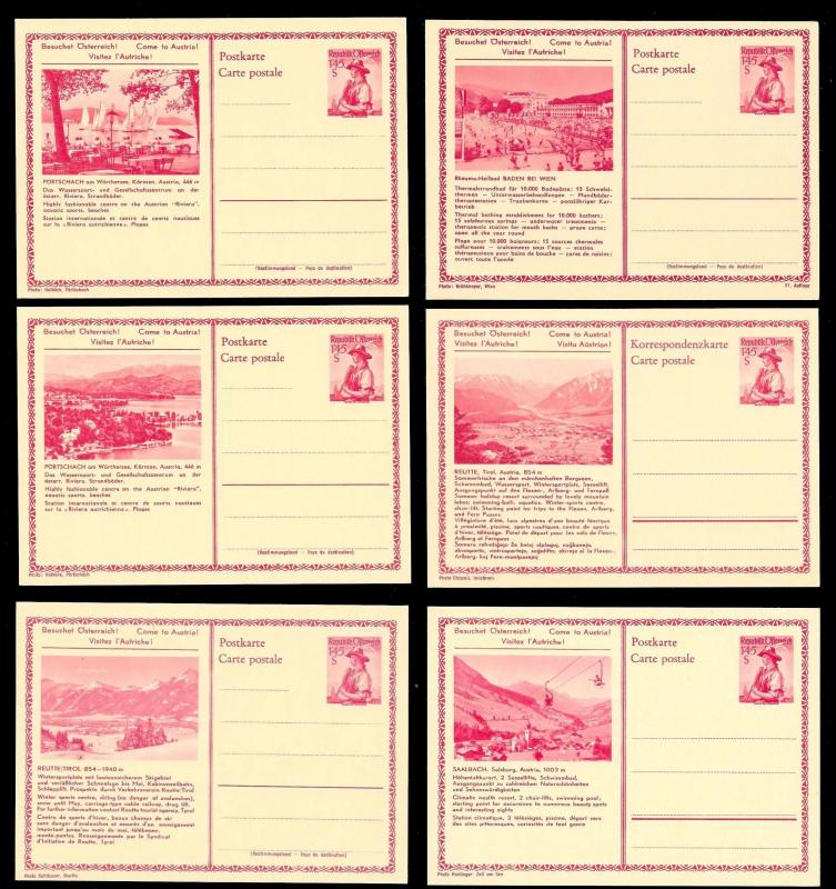 AUSTRIA (120) Scenery View Red 1.45 Shilling Postal Cards c1950s ALL MINT UNUSED