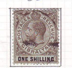 Gibraltar Sc 71c 1923 1 shilling G V stamp used