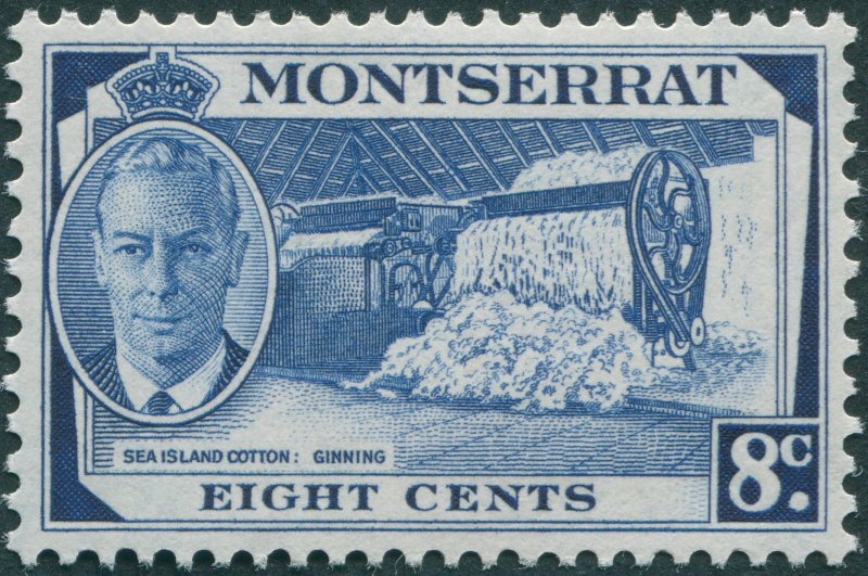 Montserrat 1951 8c deep blue SG129 unused