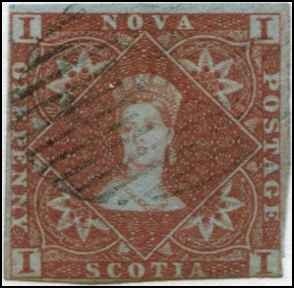 Canada - Nova Scotia SC# 1 Queen Victoria 1p light cancel imperf