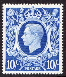 GB KGVI 1939 10s 10/- Ultramarine SG478b Mint Hinged