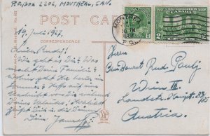 1927 Montreal, Canada to Wein, Austria 2c Admiral & 2c Confederation (56835)