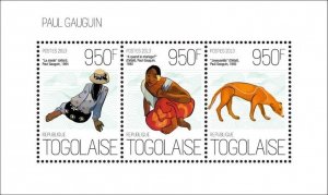 Togo - French Artist Paul Gauguin Paintings - 3 Stamp Sheet - 20H-692