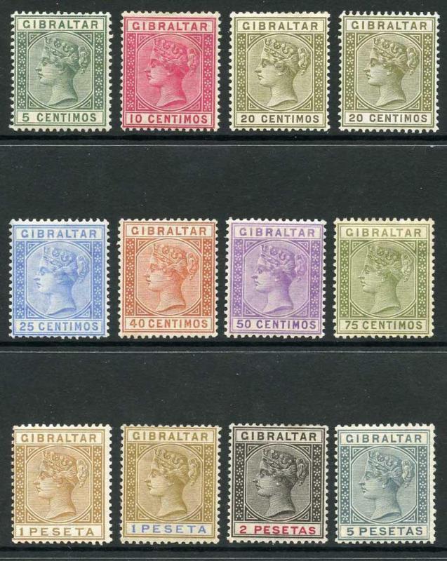 Gibraltar QV SG22/33 Set of 12 Mounted Mint