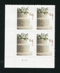 4521 Wedding Cake Plate Block of 4 64¢ Stamps MNH