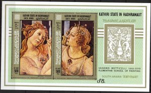 {AH012} ADEN / Hadhramaut 1967 Art Paintings S. Botticelli S/S MNH 16 Eur.