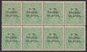 NEW GUINEA N.W.P.I. 1918-23 ½d SG119 block of 8 fresh MNH..................B2110