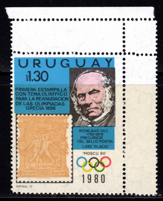 Uruguay 1979 Sc#1042 MOSCOW & PLACID LAKE OLYMPICS/ROWLAND HILL (1) MNH