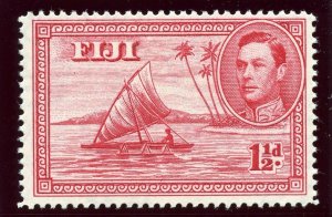 Fiji 1942 KGVI 1½d carmine (p14 - Die II) MLH. SG 252b. Sc 132b.