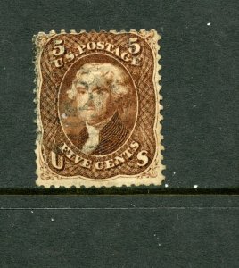 U.S. #76 (U189) Washington 5¢ brown of 1863, Used, F-VF, CV$120.00