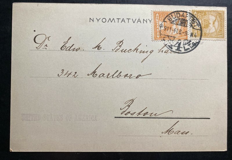 1911 Budapest Hungary Apenta Advertising Postcard Cover To Boston MA USA