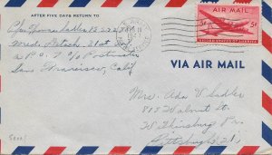 APO 7, Seoul, Korea to Wilkinsburg, PA 1947 Airmail (M5700)