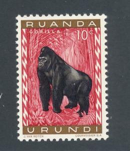 Ruanda-Urundi 1959 Scott 137 MH - 10c, Gorilla
