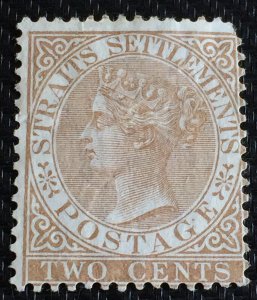 MALAYA 1867 Straits Settlements QV 2c CC Brown MNG SG#11 M3057