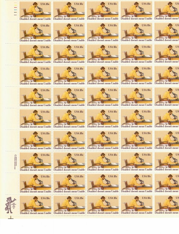 US Mint Sheet. Scott # 1925, MNH, Face = $ 9.00, Lot 230839 -01