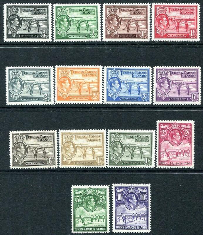 TURKS & CAICOS ISLANDS-1938-45 Set to 10/- Sg 194-205 MOUNTED MINT V31497