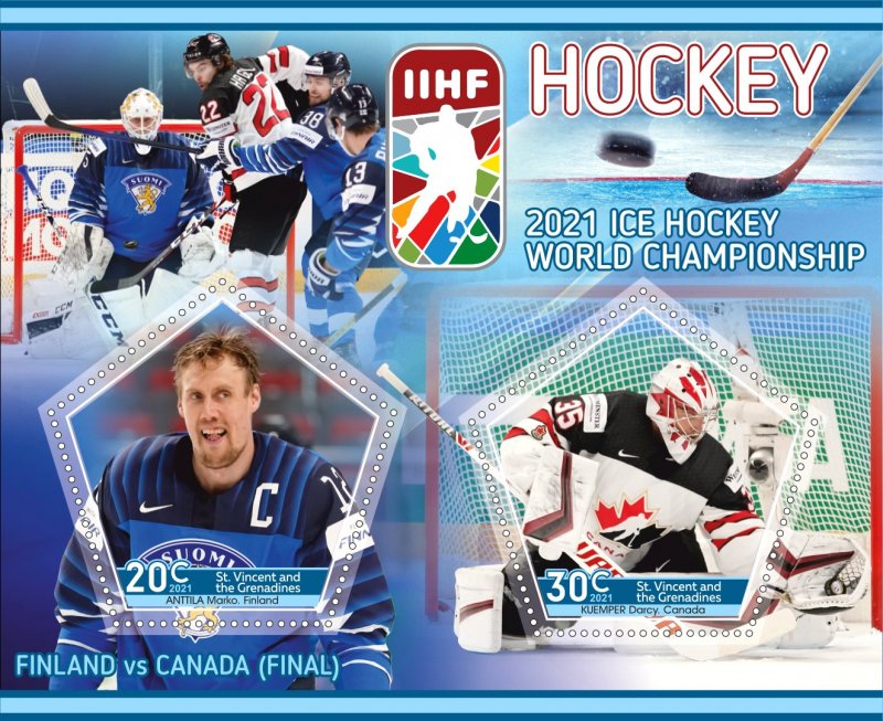 Stamps.Sports Ice Hockey 2021 year 1+1 sheets perf St.Vincent