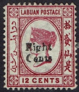 LABUAN 1881 QV EIGHT CENTS ON 12C NO GUM
