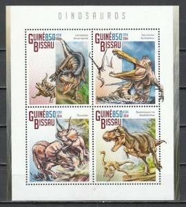 Guinea Bissau, 2014 issue. Dinosaurs sheet of 4. ^