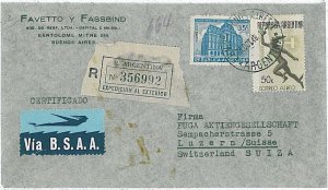 21248 - ARGENTINA  Postal History - REGISTERED COVER to SWITZERLAND 1946 : ERROR