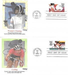 1983 Air Mail FDC, #C109-C112, C112a, 35c Olympics, Fleetwood  (5)