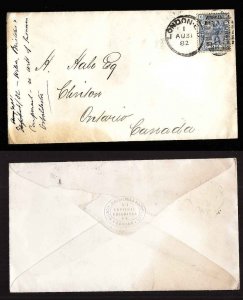 GB-2240-cover-to Canada - 2&1/2 blue QV plate 23-London-1882-