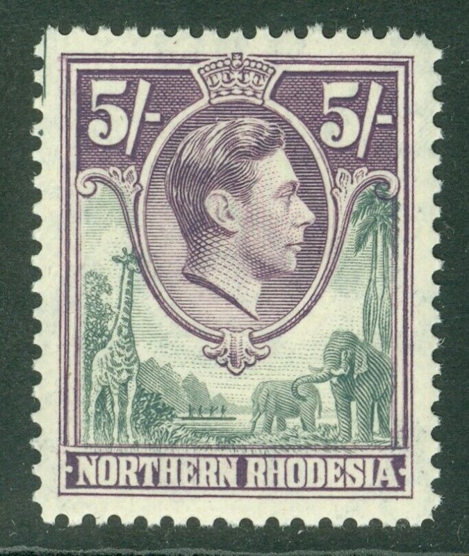 SG 43 Northern Rhodesia 1938. 5/- grey & dull violet. Pristine unmounted mint...