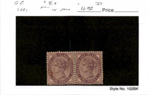 Great Britain, Postage Stamp, #89 Pair Mint NH, 1881 Queen Victoria (AG)