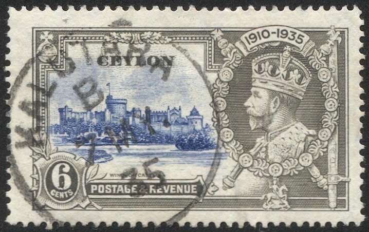 CEYLON 1935 Sc 260, Used VF 6c SJ Castle, KALUTARA / B postmark cancel