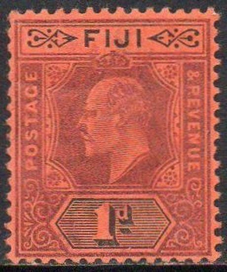 FIJI 1904 1d purple and black/red MH