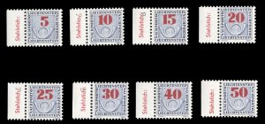 Liechtenstein #J21-28 Cat$35, 1940 Postage Dues, complete set with sheet marg...