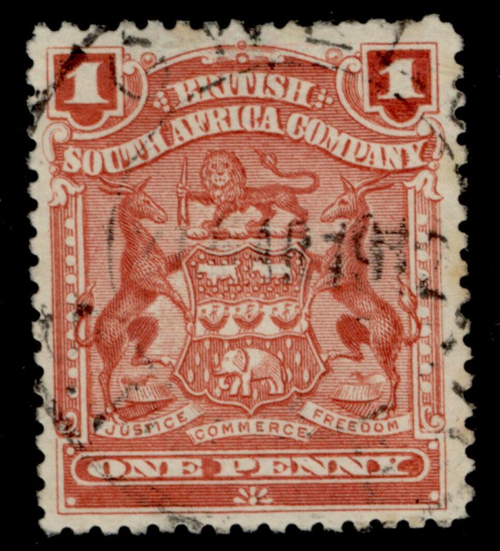 RHODESIA QV SG78, 1d red, FINE USED.