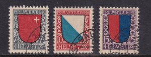 Switzerland   #B15-B17  used  1920   Pro Juventute   Arms