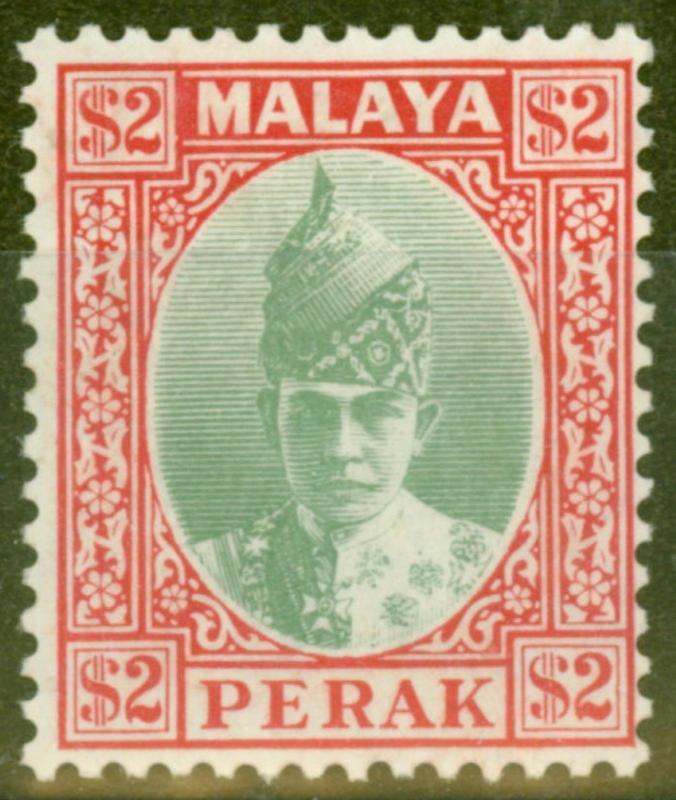 Perak 1940 $2 Green & Scarlet SG120 Fine & Fresh Mtd Mint