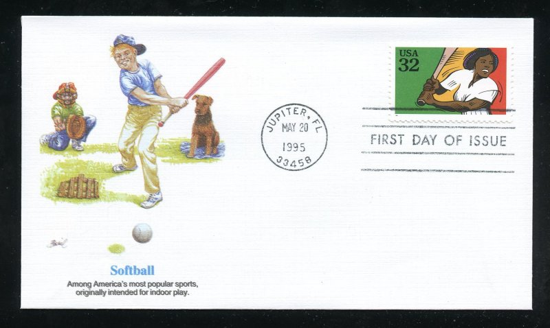 US 2962 Recreational Sports - Softball UA Fleetwood cachet FDC