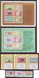 St. Vincent-Sc#545-7a,599-601a- id8-Unused NH sets-Stamp on Stamp-1979-80-