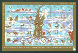 Denmark. 1960 Christmas Sheet MNH Imperforated. Deer, Owl, Ferry, Cat ,Fox,Radio