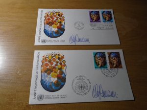 United Nations  New York #  252-53  Geneva  # 43-44   2 FDC