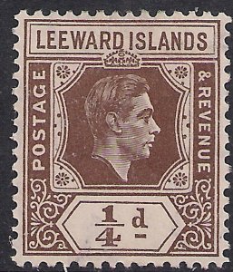 Leeward Islands 1938 - 51 KGV1 1/4d Brown MM SG 95 ( L1052 )