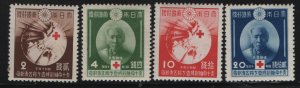 JAPAN, 295-298, SET (4), HINGED, 1939, RED CROSS TYPES