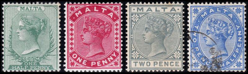 Malta Scott 8-11 (1885) Mint/Used LH/NH F-VF, CV $22.25 B