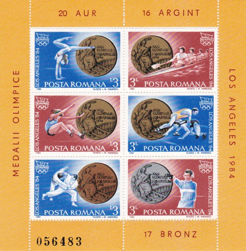 Romania # 3230-3231, Romanian Olympic Medalists, NH, 1/2 Cat.