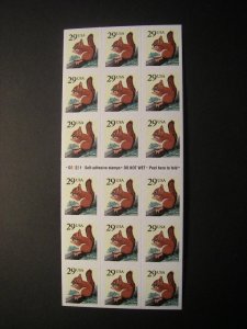 Scott 2489a, 29c Squirrel, Pane of 18, #D22221, MNH Booklet Beauty