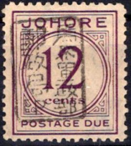 Malaya-Johore NJ5 MH 12c rose violet Occupation Postage Due ZAYIX 0324S0011