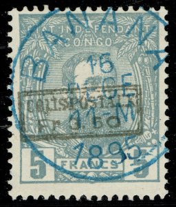 [st4003] BELGIAN CONGO 1889 Scott#Q6 used 3.50 on 5 frs gray cv:€240 PARCEL POST