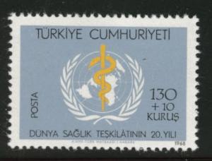 TURKEY Scott B124 MNH** 1967 WHO set