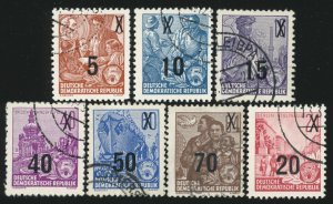 GERMANY DDR Sc 217-19, 221-23, 223A USED - 1954 - Rate change overprints