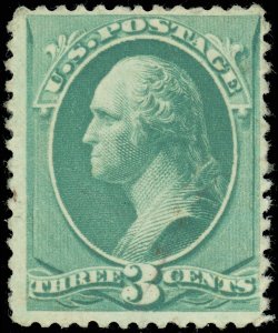 US CLASSIC, SCOTT #207, 3¢ George Washington, Mint-F/VF-NH, SCV $250.00!
